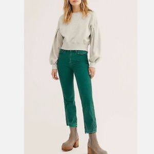 FREE PEOPLE Green Corduroy Pants Jeans 28 Waist Trousers Straight NWT